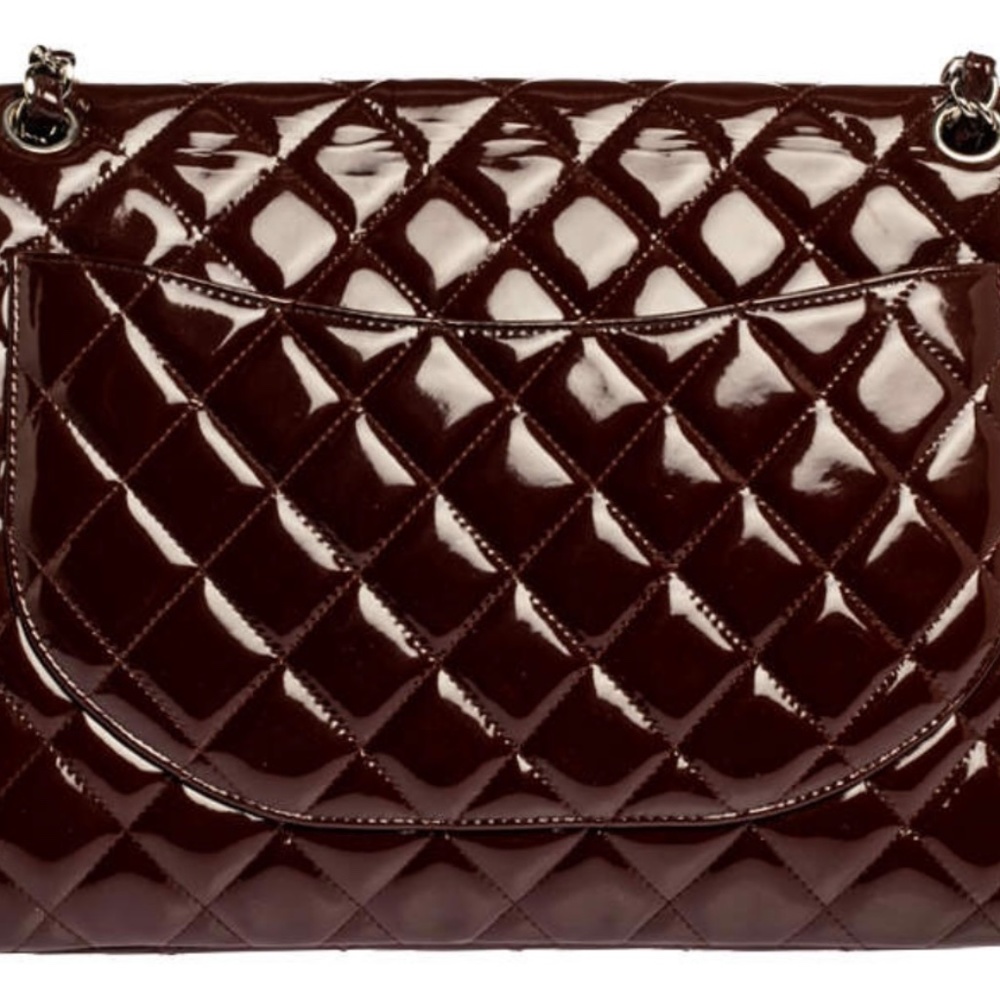 Chanel Burgundy Quilted Patent Leather Maxi Classic Single Flap Bag - Picture 3 of 16